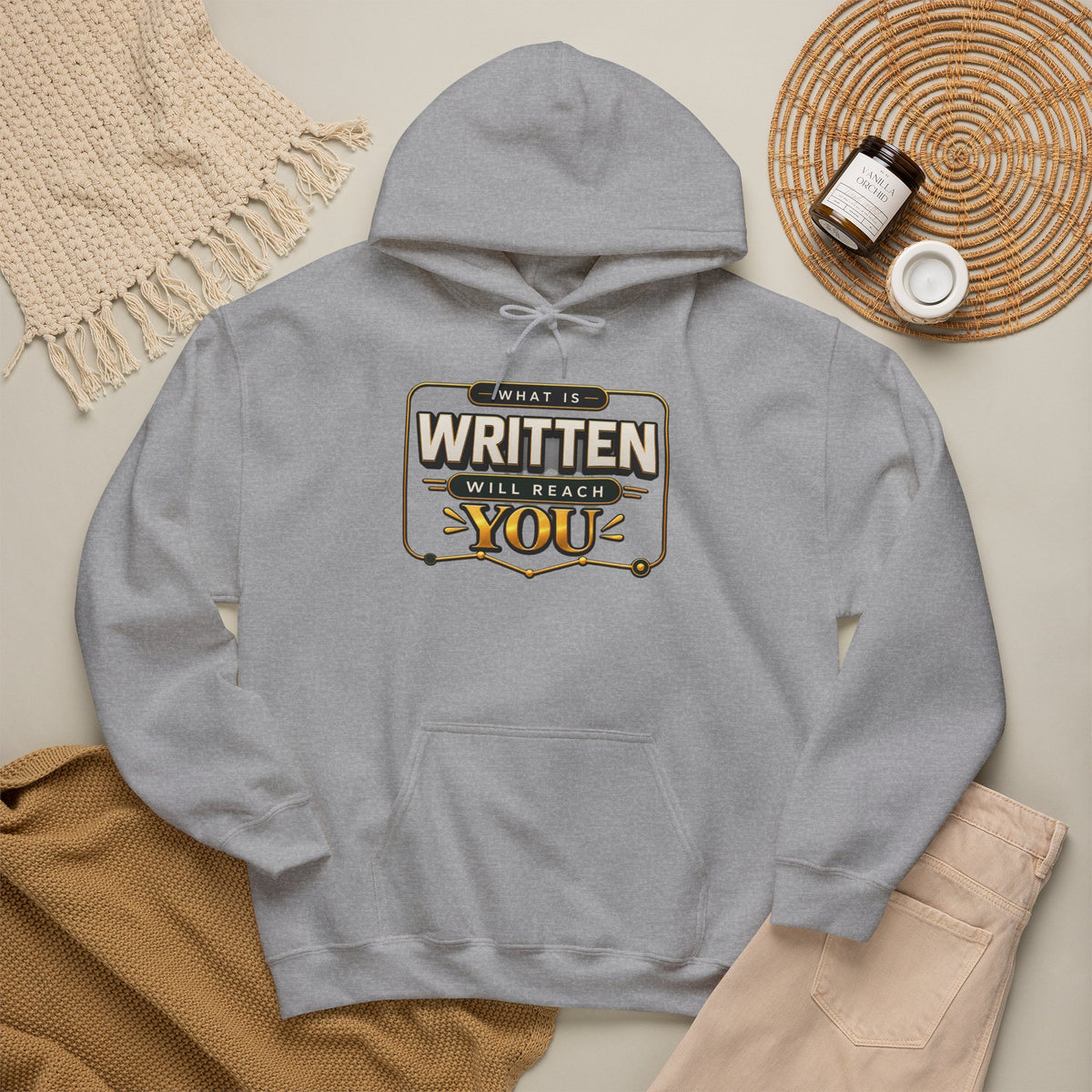 Hoodie - "What Is Written Will Reach You" Vintage Sign Graphic Hoodie