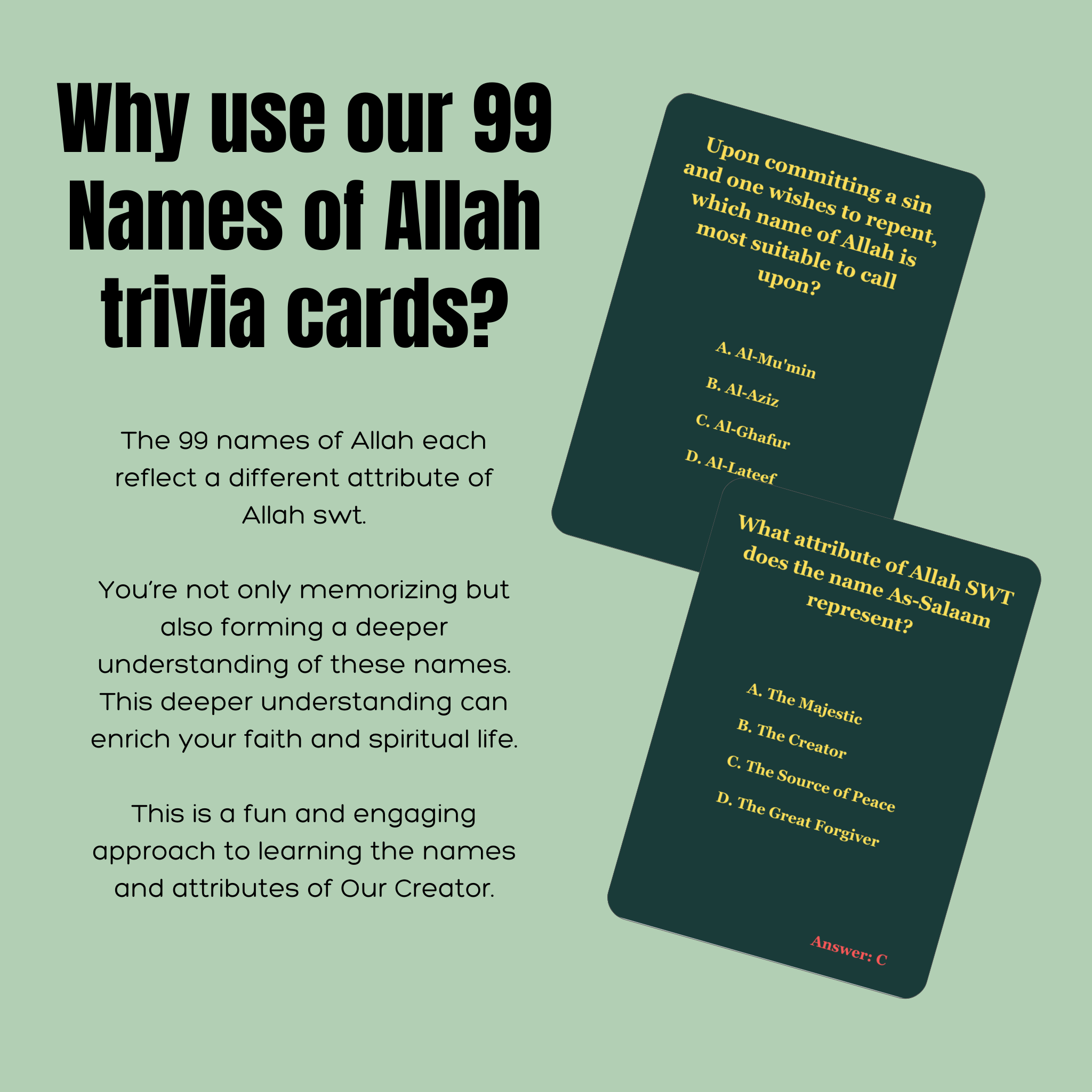 Islamic Trivia - The 99 Names Allah Trivia Cards