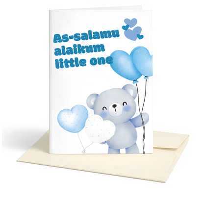 As-salamu Alaikum Little One | Baby Boy Islamic Greeting Card | New baby Card