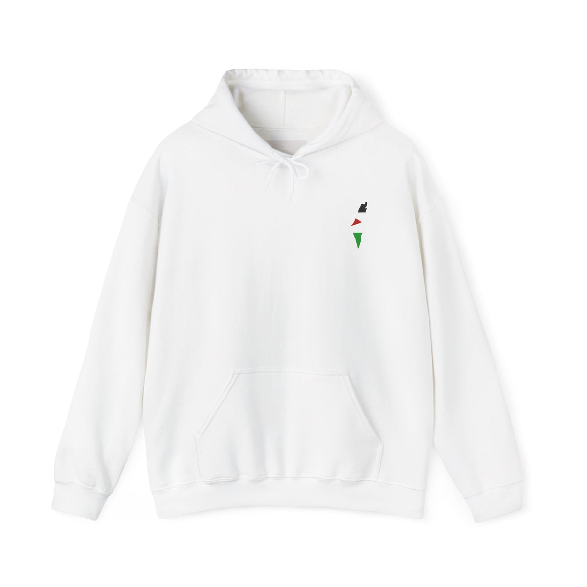 Minimalist Palestinian Flag Hoodie – Small Chest Emblem