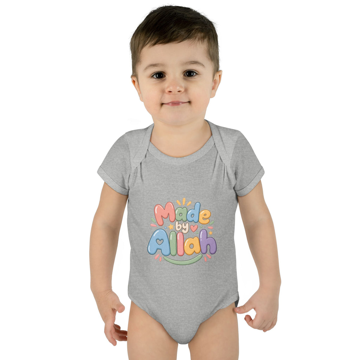 Made by Allah Baby Bodysuit — Pastel Islamic Newborn Onesie