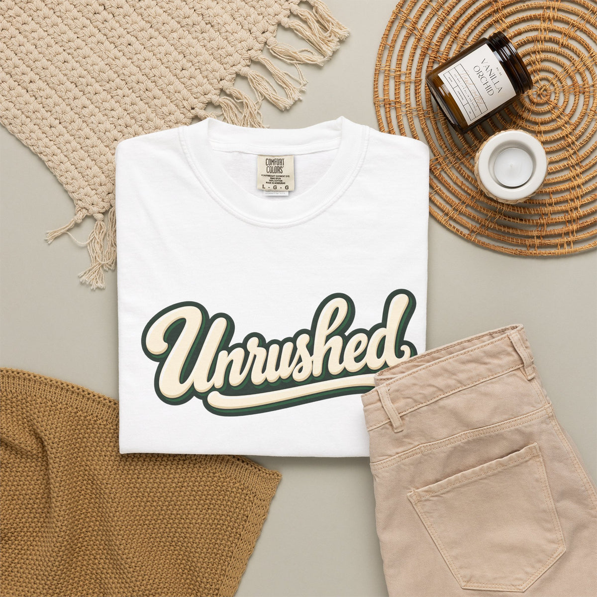 Unrushed Script T-Shirt — Vintage Retro Graphic Tee