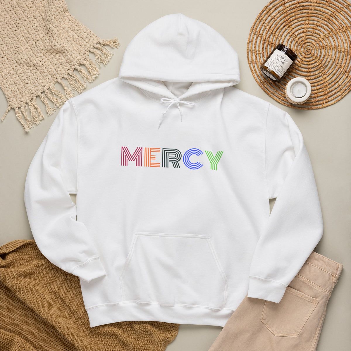 Mercy Hoodie — Colorful Mercy Graphic Hooded Sweatshirt