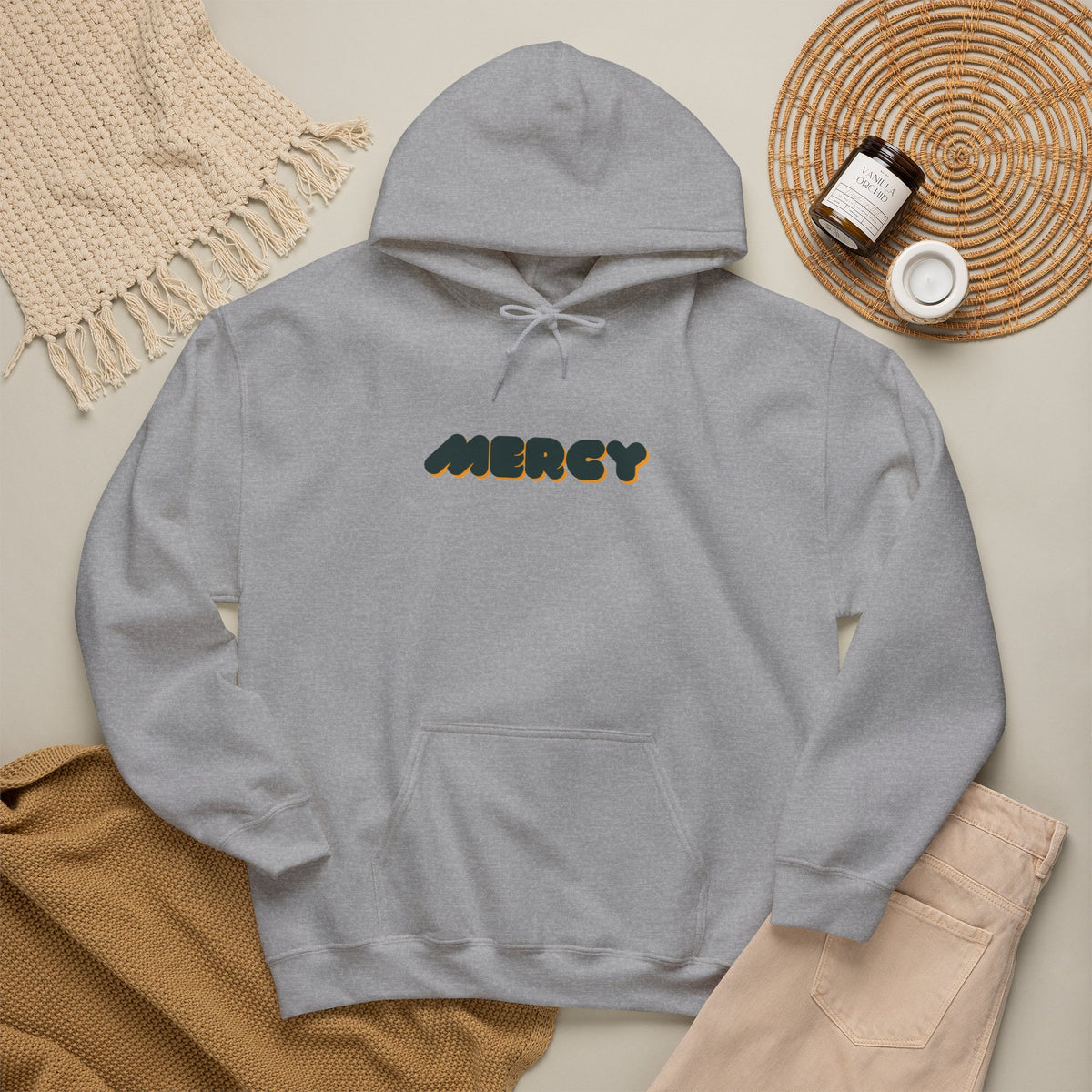 Mercy Retro Bubble Hoodie — Vintage-Inspired Mercy Graphic Sweatshirt