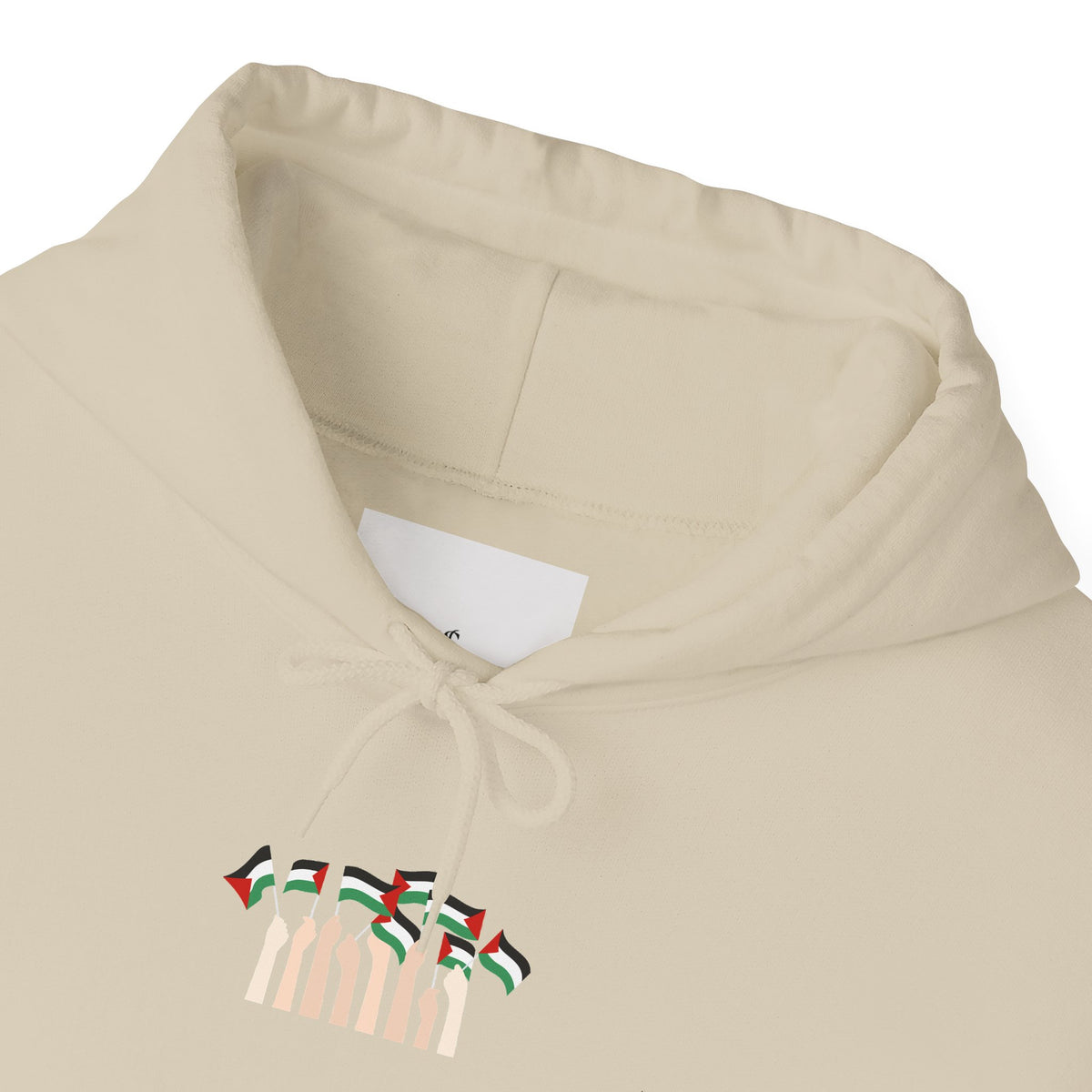 Minimal 'Calm' Palestine Flag Hoodie — Small Center Graphic