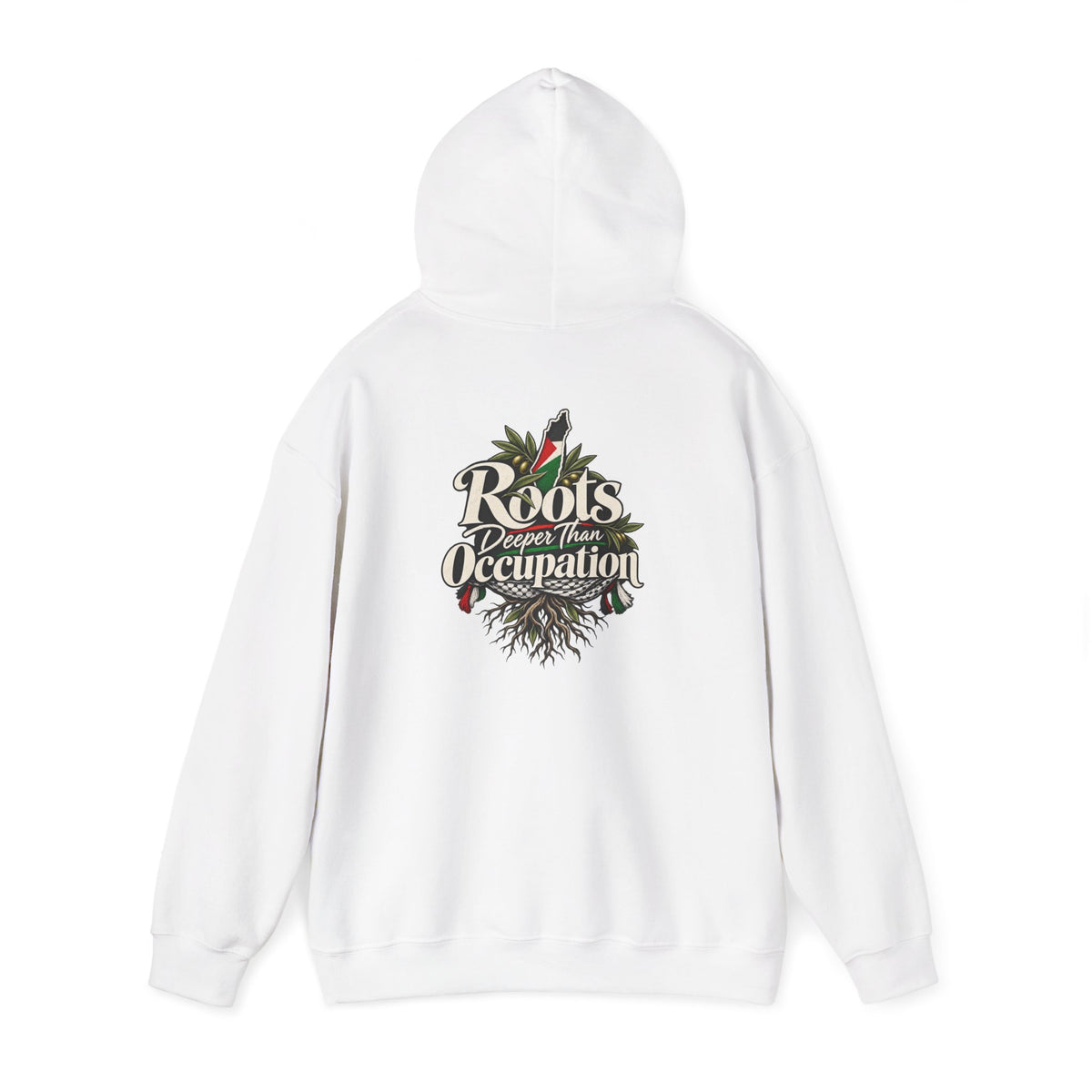 Hoodie — "Unrooted? Never." / "Roots Deeper Than Occupation" Graphic Hoodie