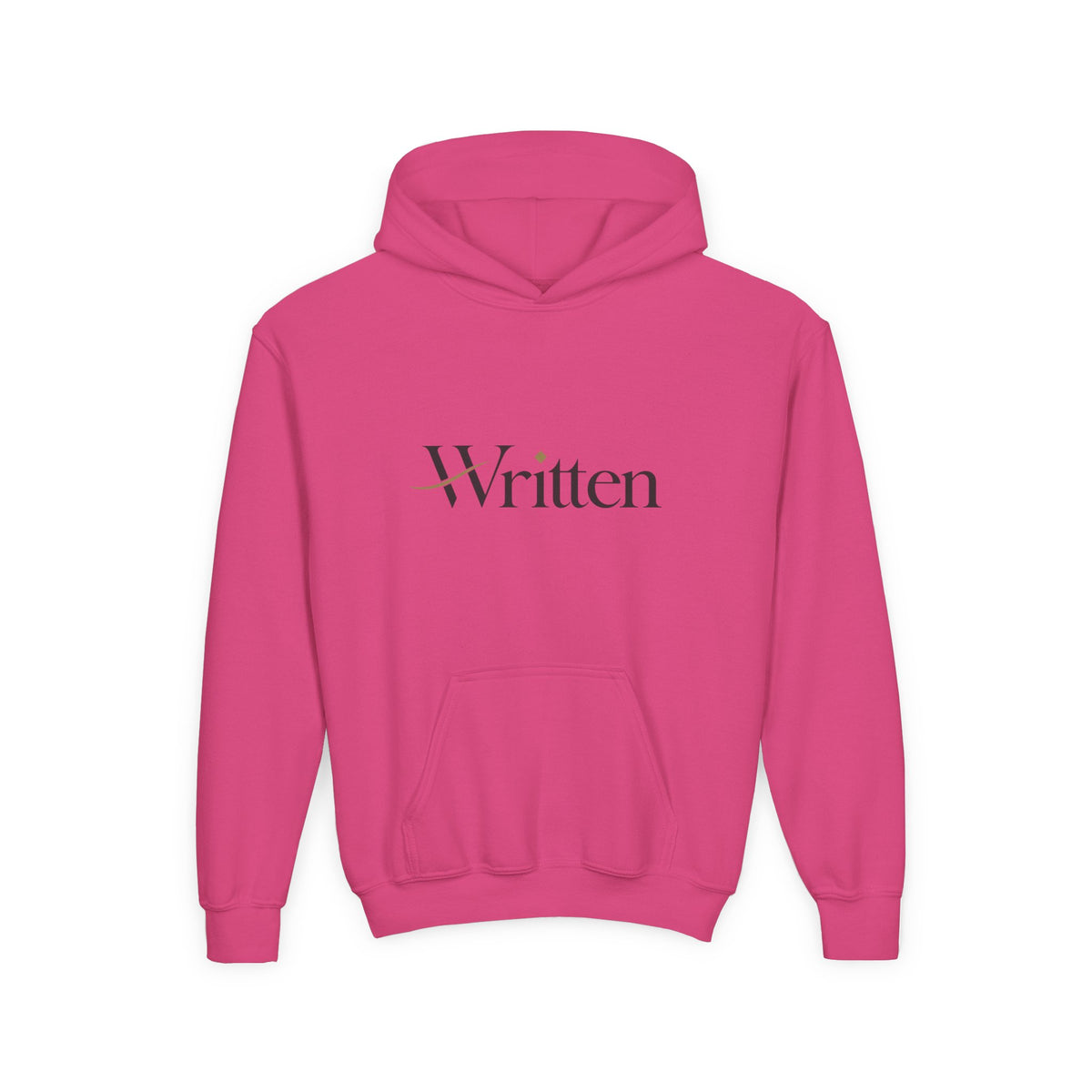 Youth Hoodie — Minimal "Written" Graphic Pullover for Young Writers & Readers