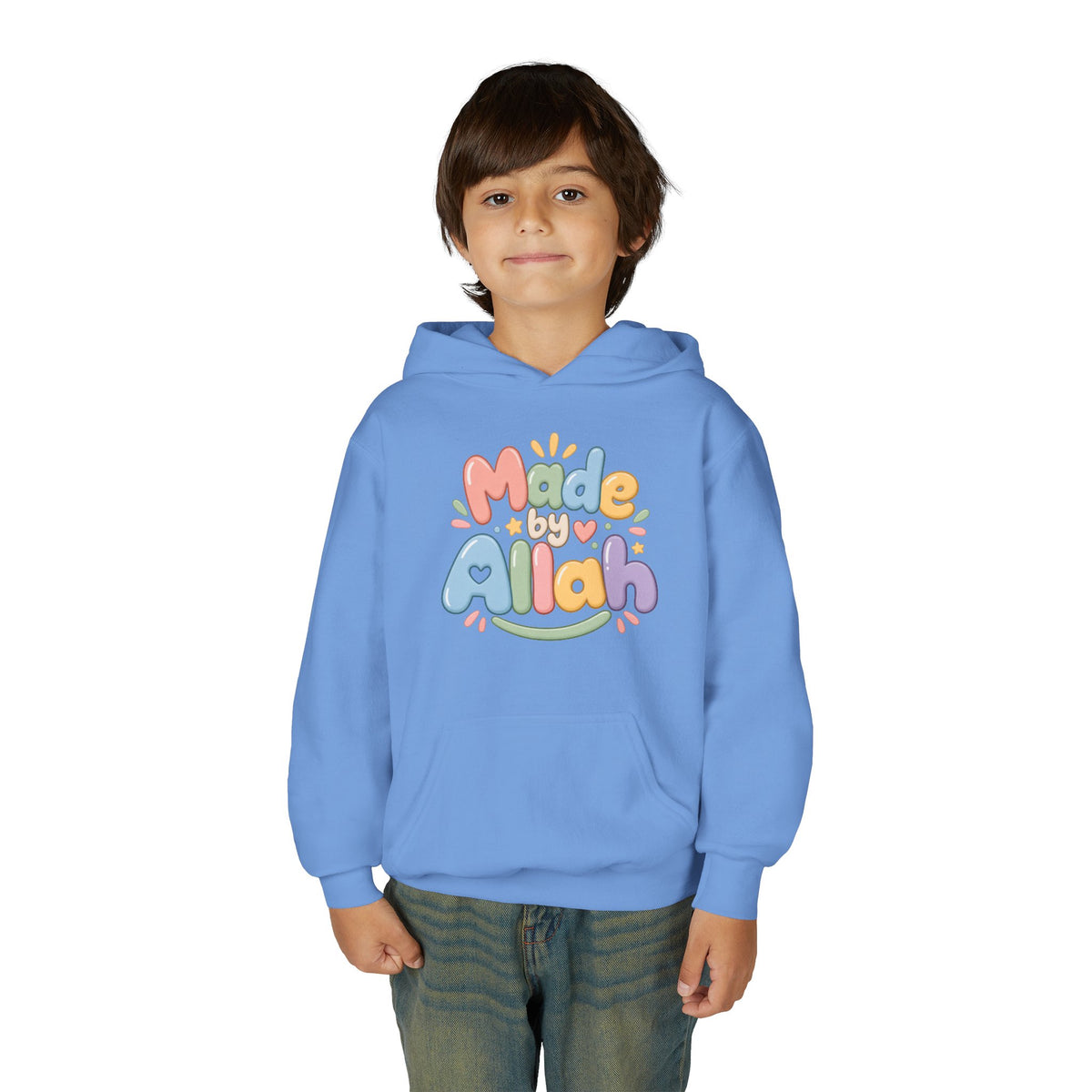 Youth Hoodie — "Made by Allah" Pastel Kids Islamic Pullover