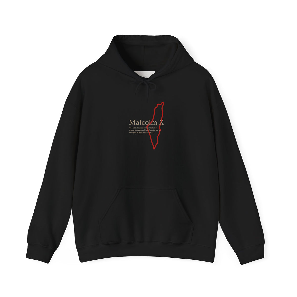 Malcolm X Palestine Quote and Map Hoodie – Minimalist Line Art Map Pullover