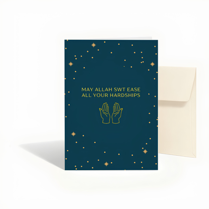 May Allah Ease All Your Hardships Islamic Support Card | Islamic Condolence Greeting Card