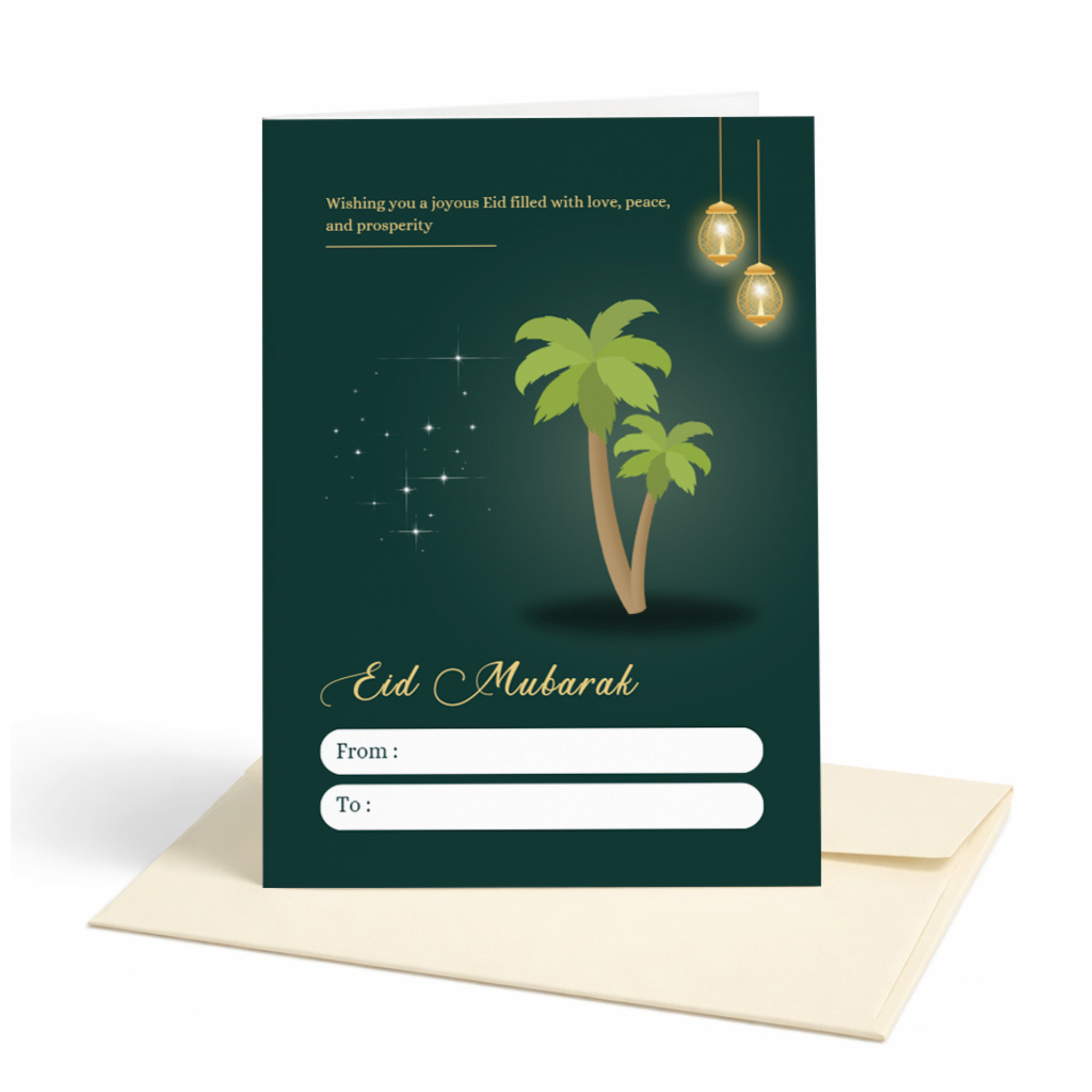 Joyous Eid Mubarak Islamic Greeting Card