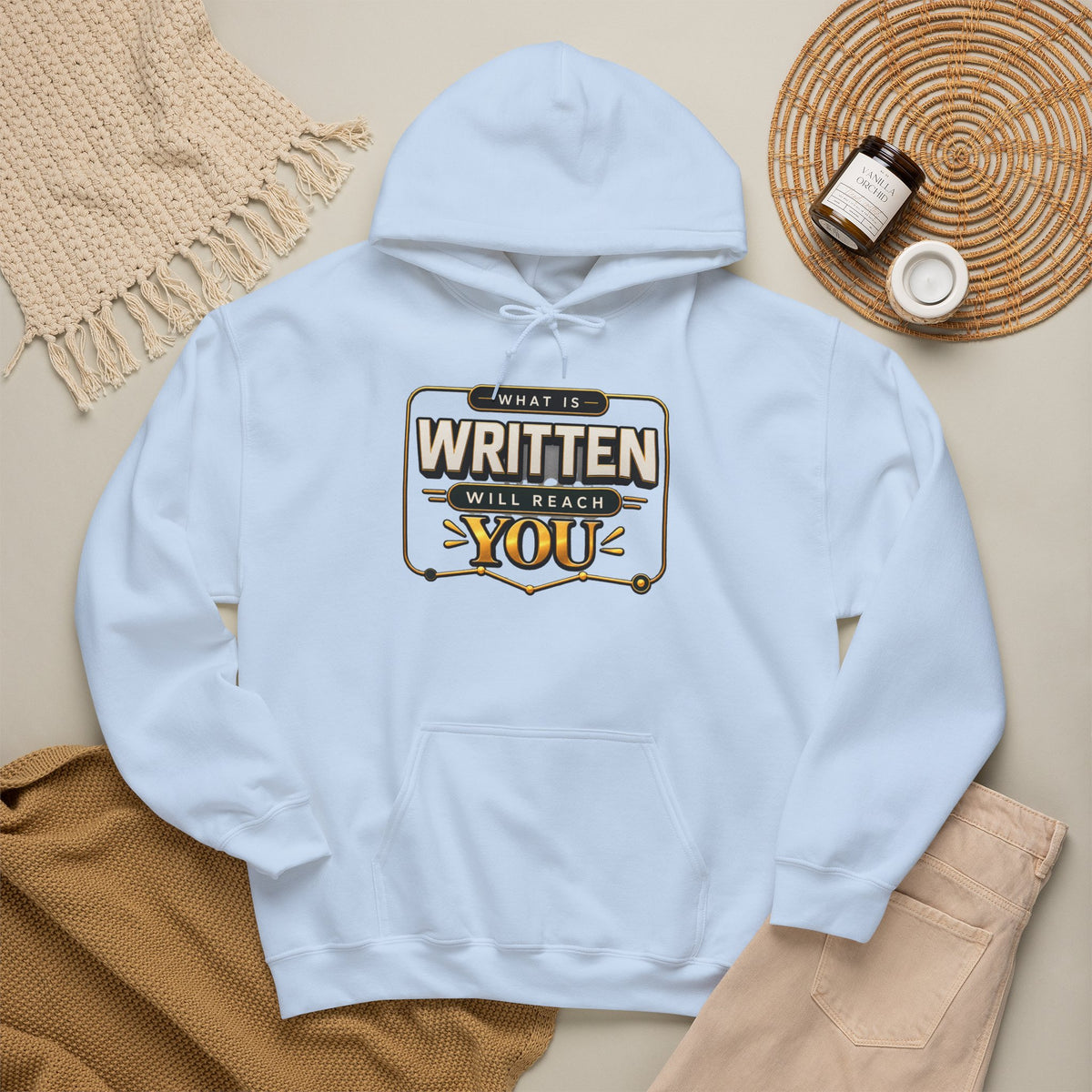 Hoodie - "What Is Written Will Reach You" Vintage Sign Graphic Hoodie