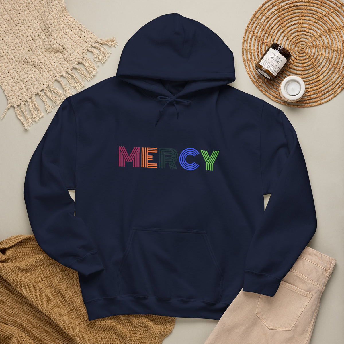Mercy Hoodie — Colorful Mercy Graphic Hooded Sweatshirt