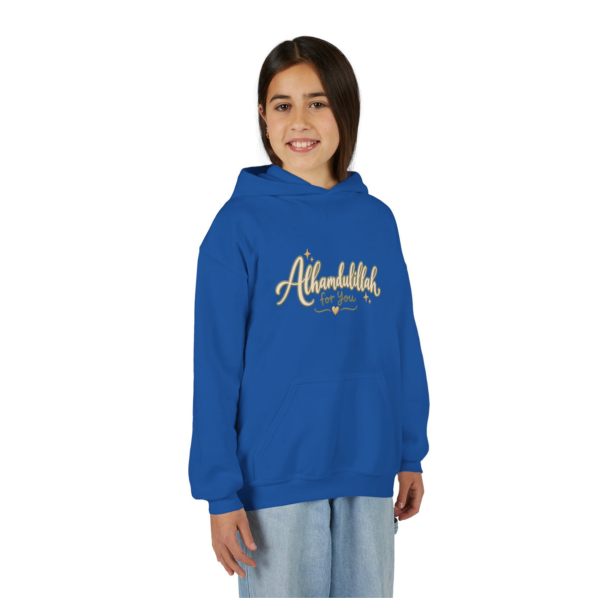 Youth Hoodie – “Alhamdulillah for You” Script Design (Islamic Gratitude Gift)