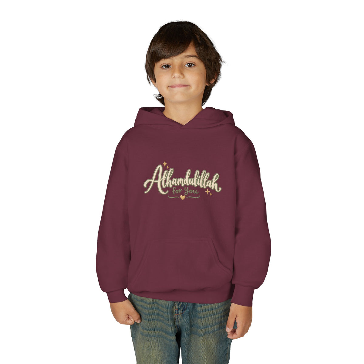 Youth Hoodie – “Alhamdulillah for You” Script Design (Islamic Gratitude Gift)
