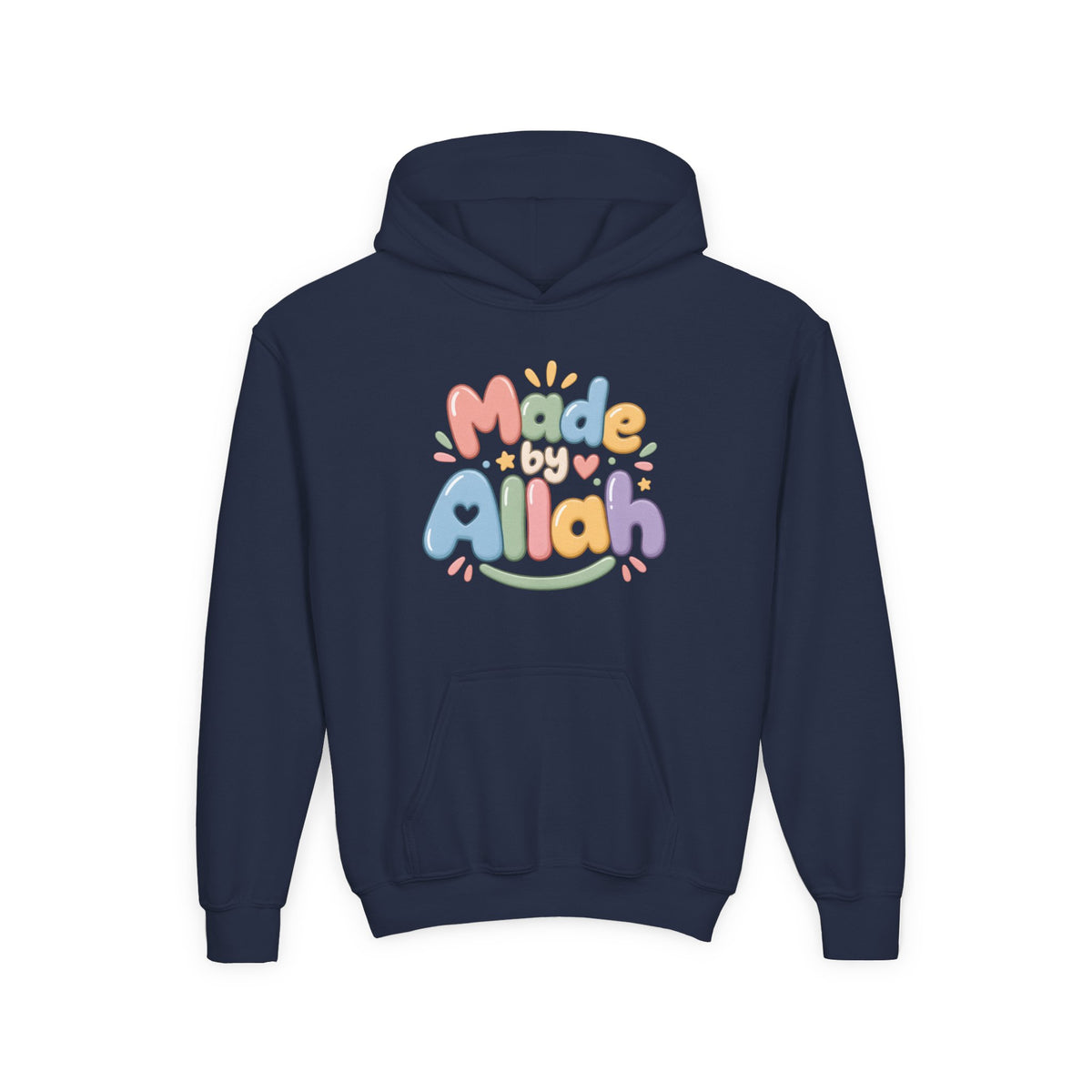 Youth Hoodie — "Made by Allah" Pastel Kids Islamic Pullover