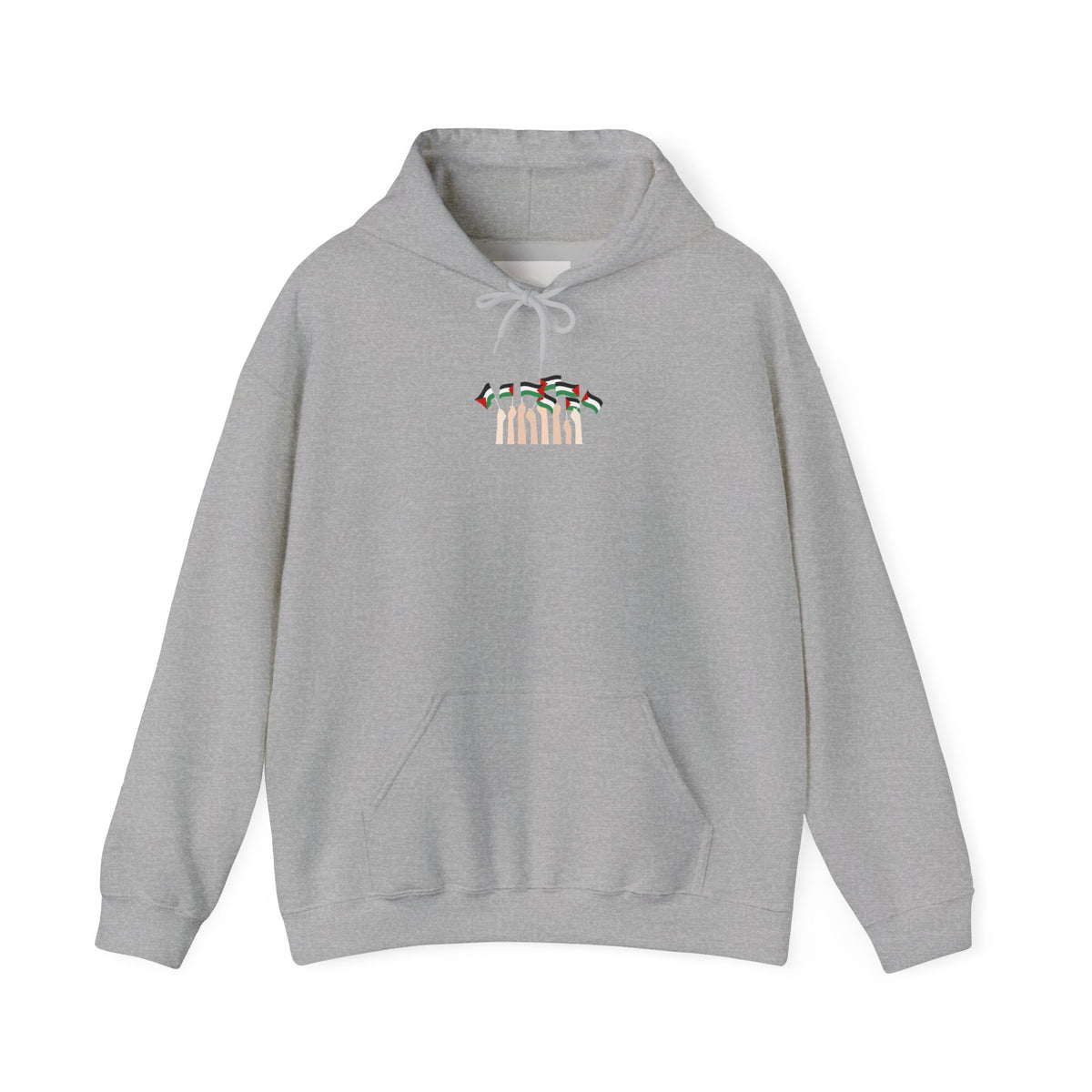 Minimal 'Calm' Palestine Flag Hoodie — Small Center Graphic