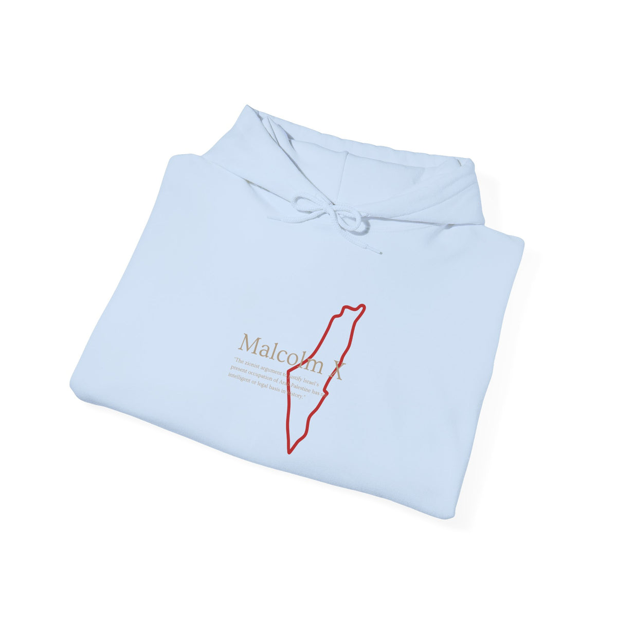 Malcolm X Palestine Quote and Map Hoodie – Minimalist Line Art Map Pullover