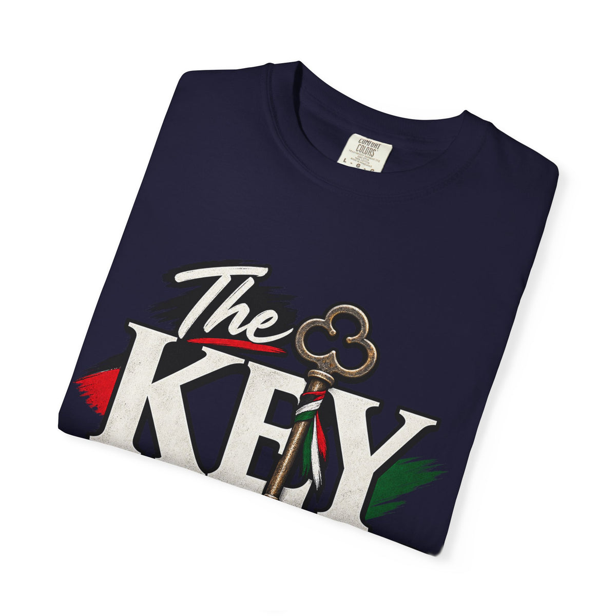 Key Still Fits T-Shirt — Vintage Key Graphic Tee with Red & Green Accents