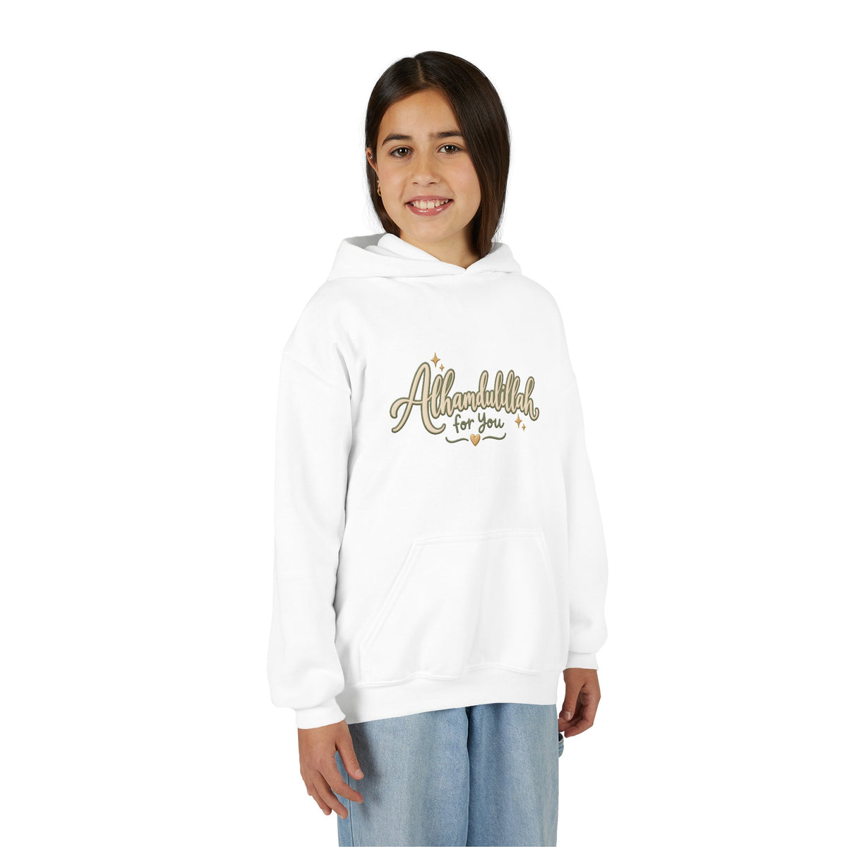 Youth Hoodie – “Alhamdulillah for You” Script Design (Islamic Gratitude Gift)