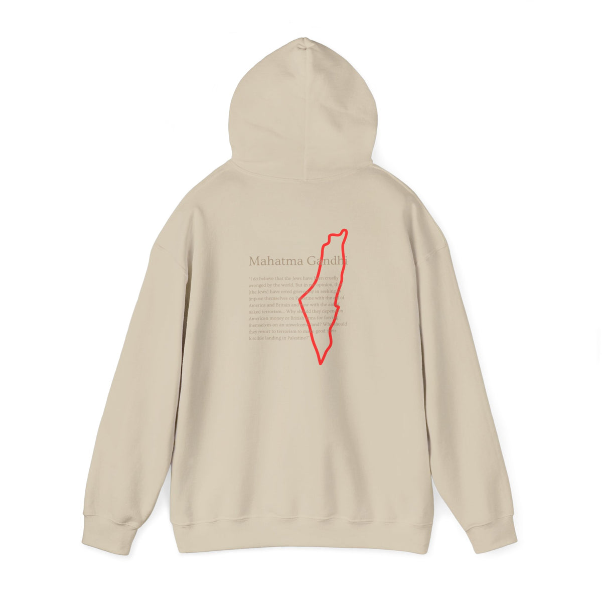 Hoodie — Mahatma Gandhi Quote with Red Palestine Map Outline