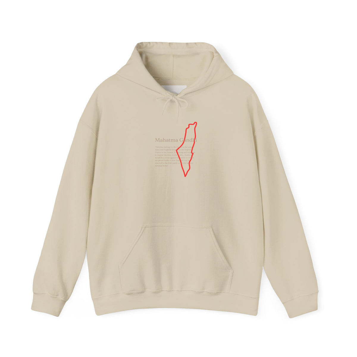 Hoodie — Mahatma Gandhi Quote with Red Palestine Map Outline