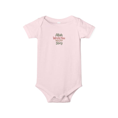 Infant Onesie "Allah Wrote You Into Our Story" – Muslim Baby Bodysuit