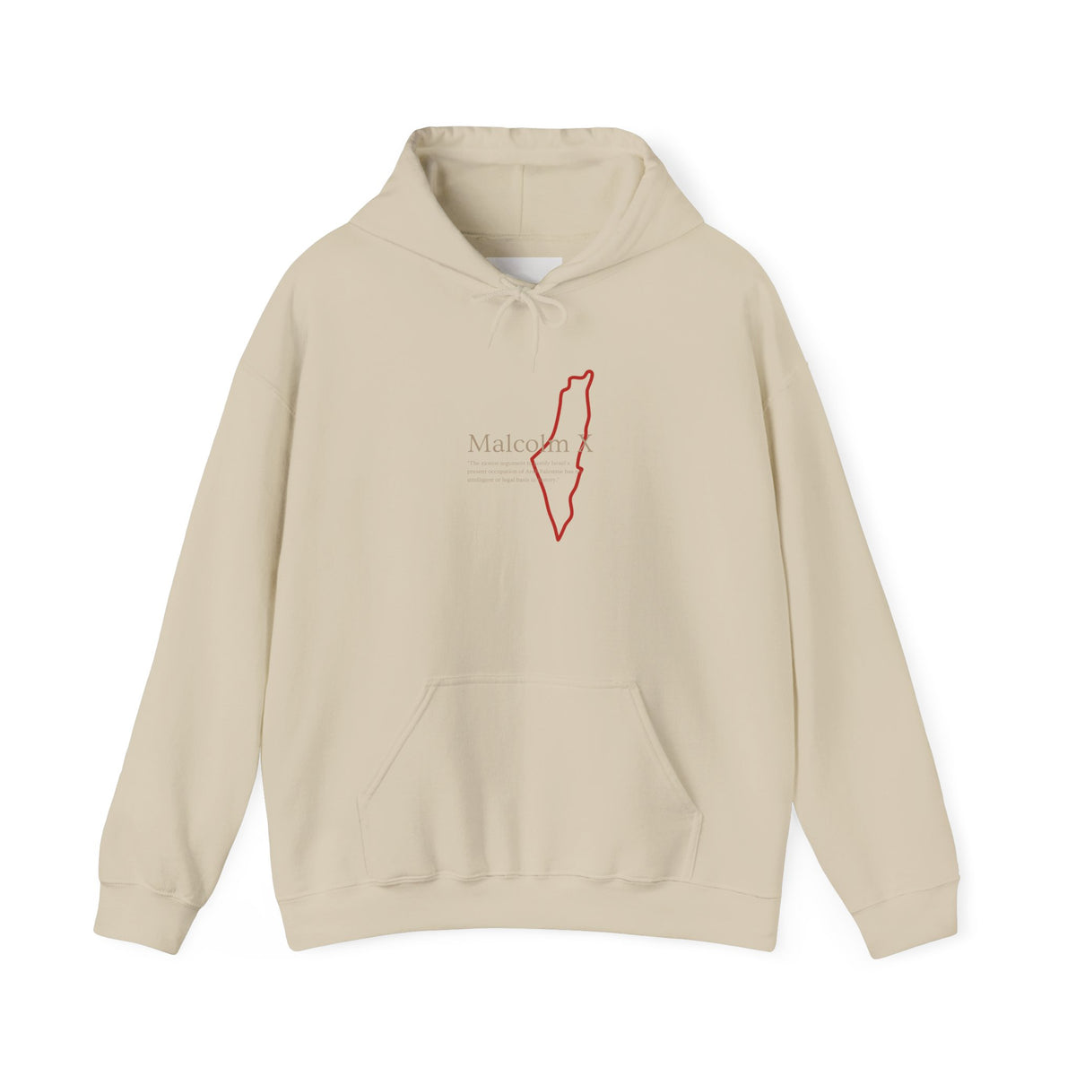 Malcolm X Palestine Quote and Map Hoodie – Minimalist Line Art Map Pullover