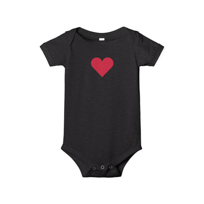 Infant One-Piece Bodysuit with Red Heart — Cute Baby Valentine or Everyday Gift