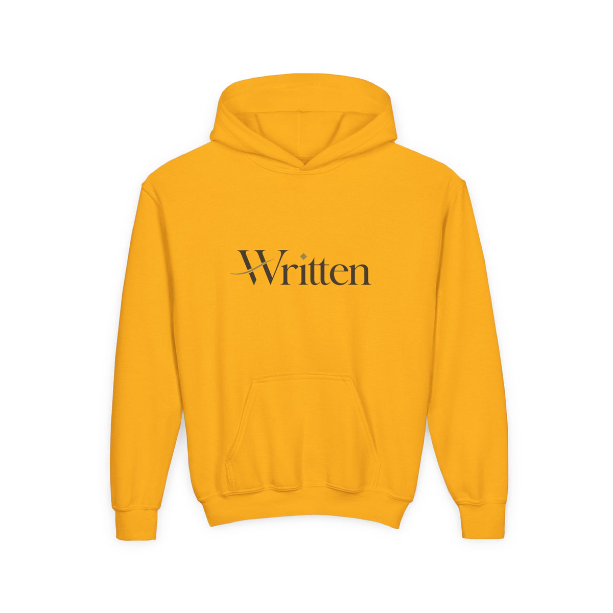 Youth Hoodie — Minimal "Written" Graphic Pullover for Young Writers & Readers