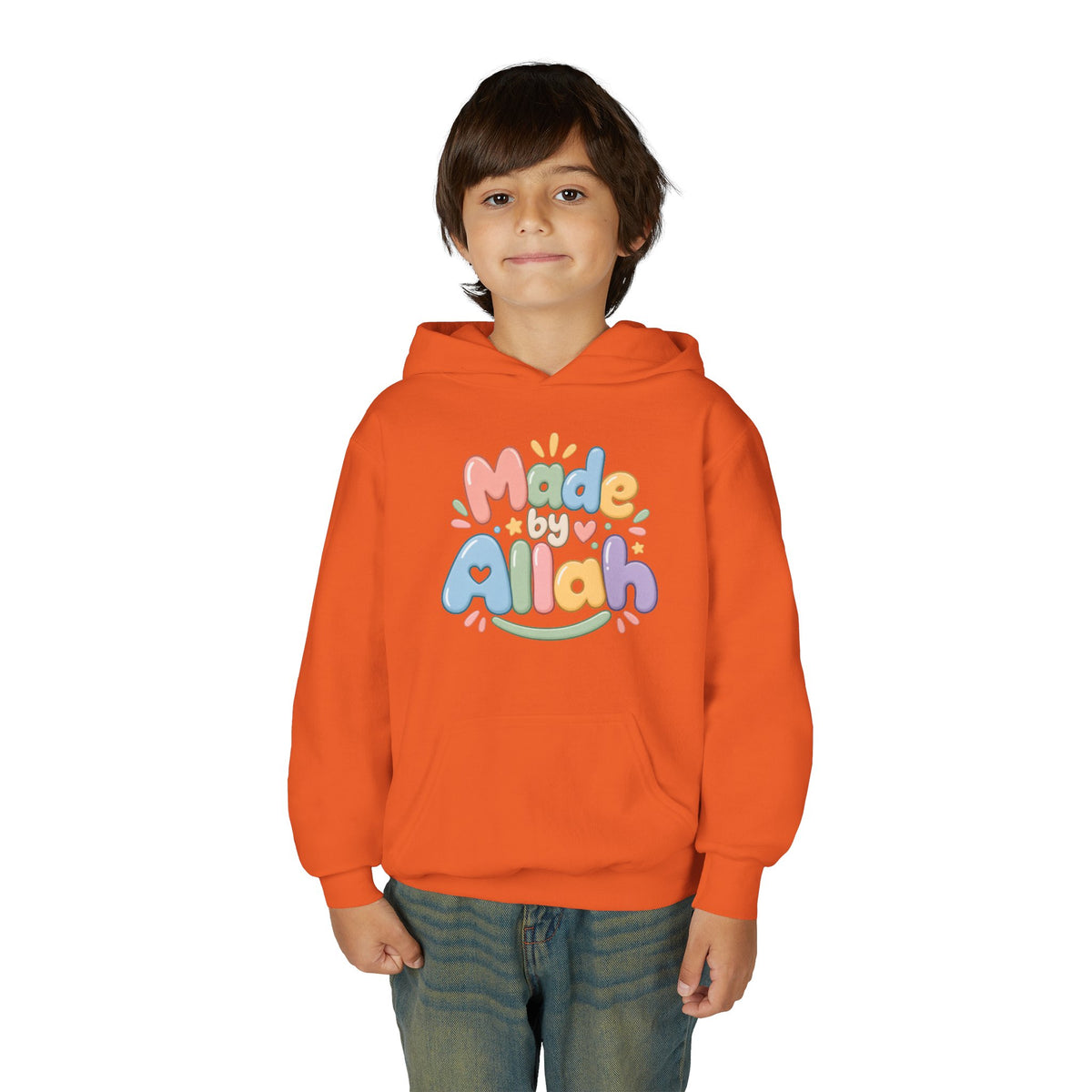 Youth Hoodie — "Made by Allah" Pastel Kids Islamic Pullover