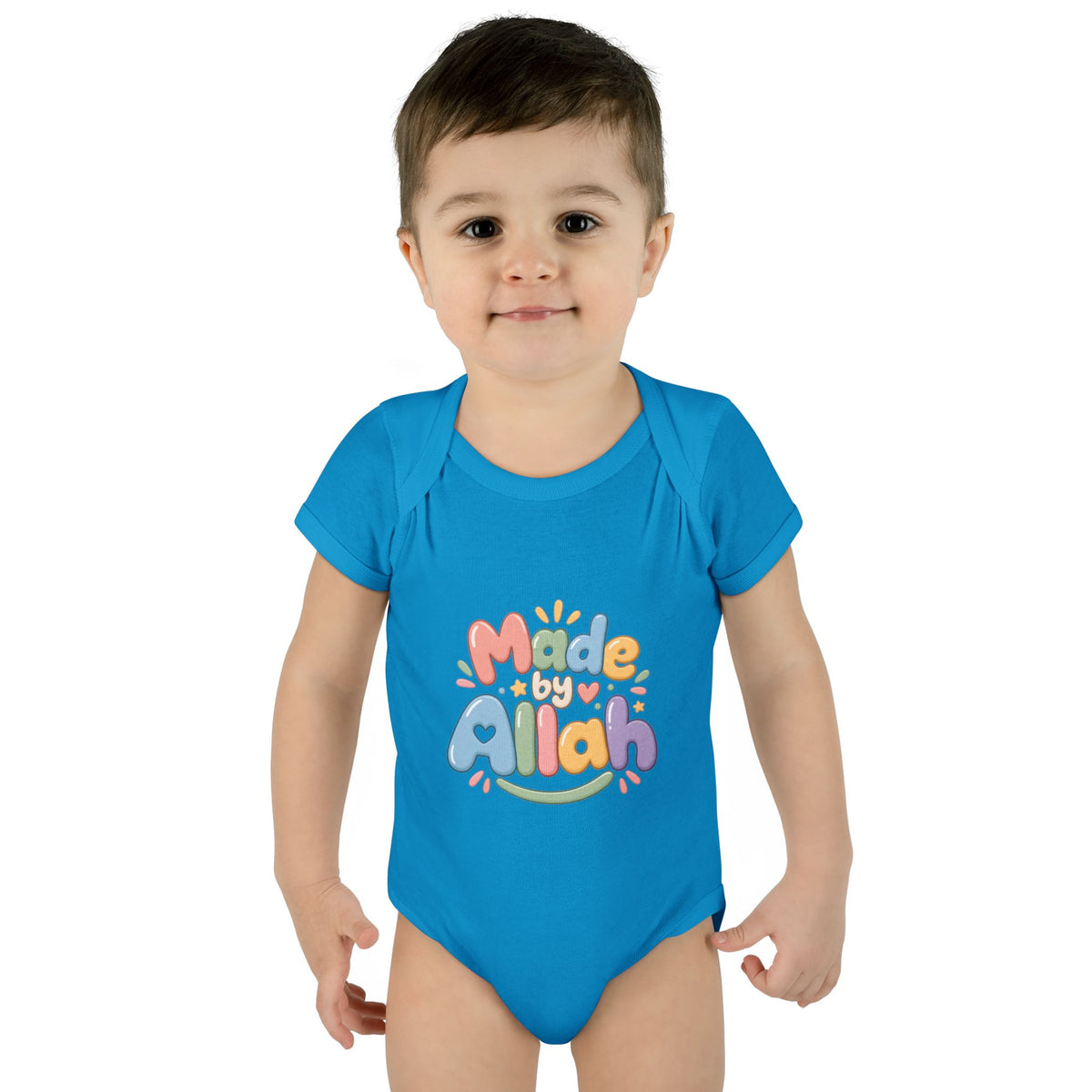 Made by Allah Baby Bodysuit — Pastel Islamic Newborn Onesie