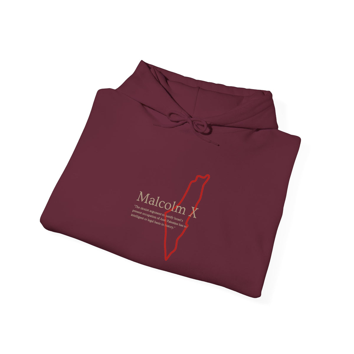 Malcolm X Palestine Quote and Map Hoodie – Minimalist Line Art Map Pullover