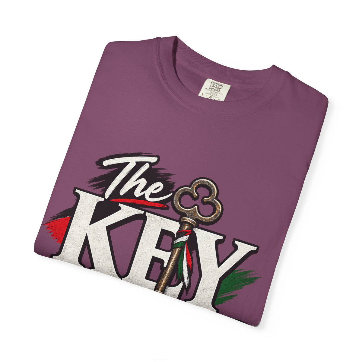 Key Still Fits T-Shirt — Vintage Key Graphic Tee with Red & Green Accents