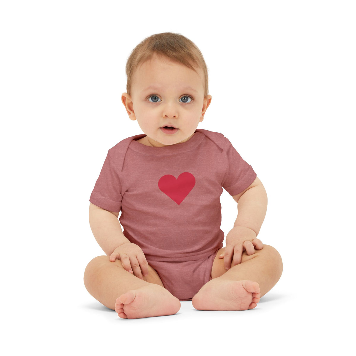 Infant One-Piece Bodysuit with Red Heart — Cute Baby Valentine or Everyday Gift