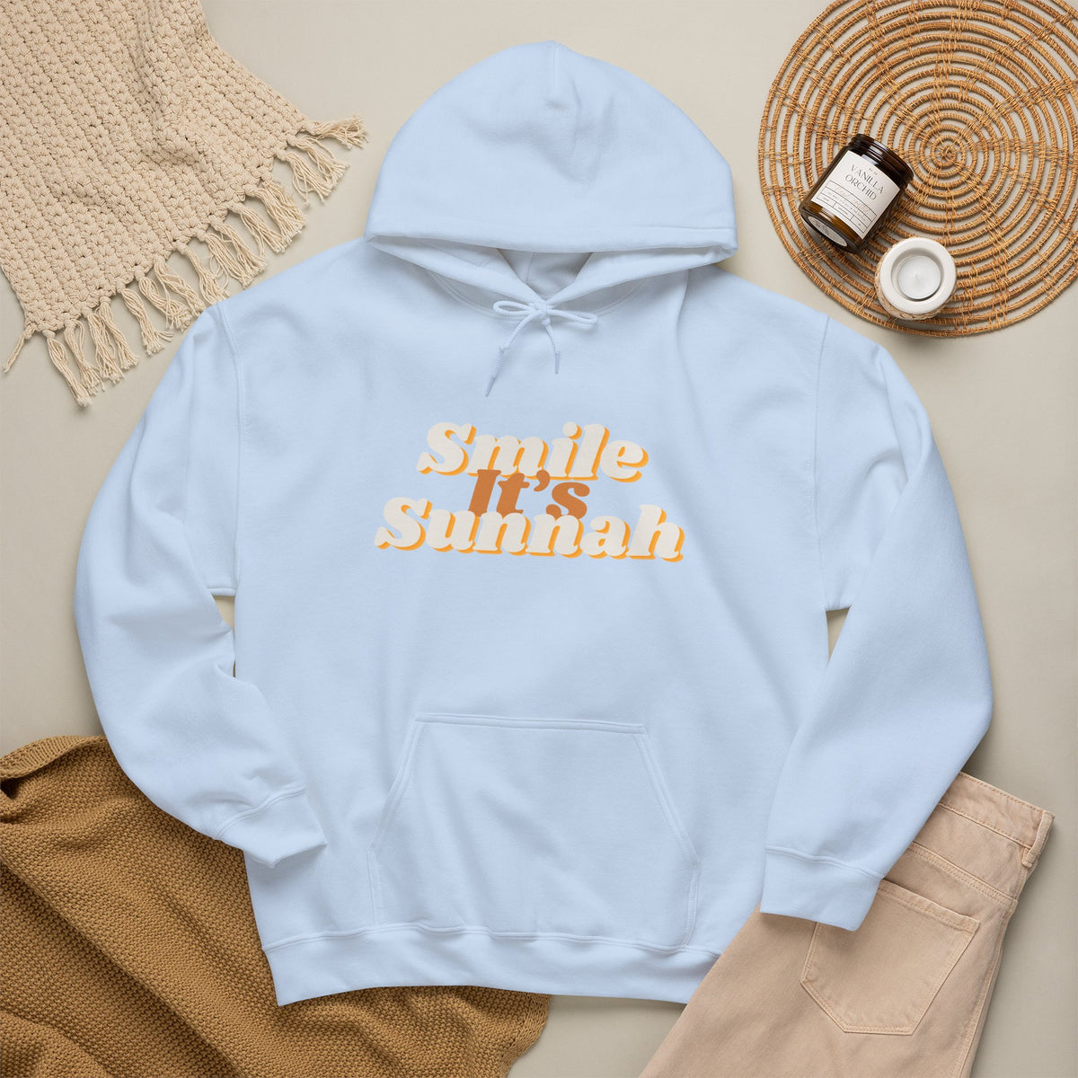 Smile It's Sunnah Hoodie — Retro Yellow Script Hoodie