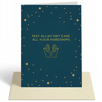 May Allah Ease All Your Hardships Islamic Support Card | Islamic Condolence Greeting Card