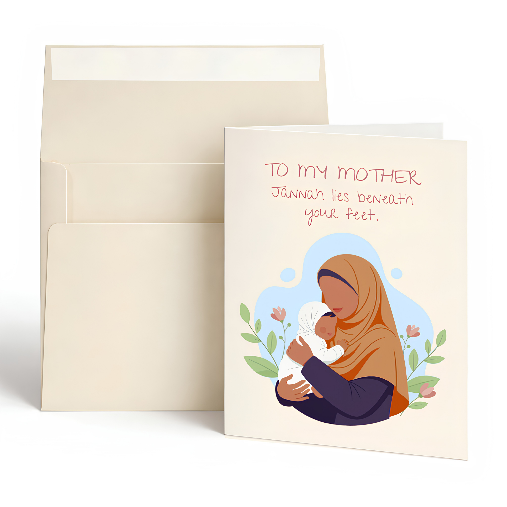 To My Mother Jannah Lies Beneath Your Feet Islamic Greeting Card | Mother's day islamic card
