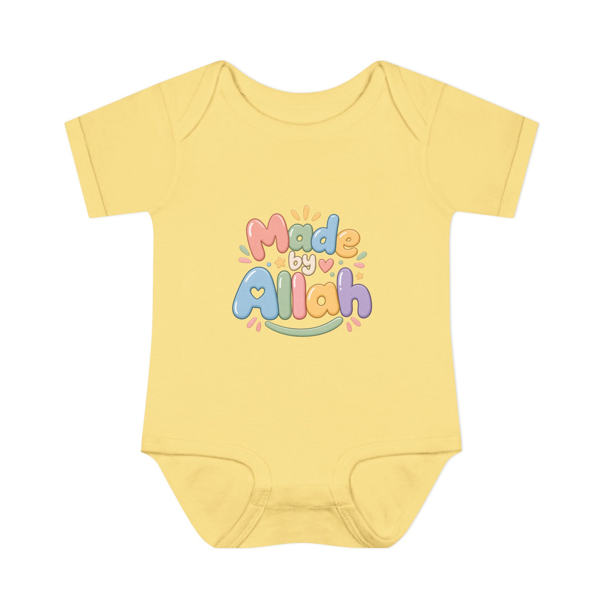 Made by Allah Baby Bodysuit — Pastel Islamic Newborn Onesie