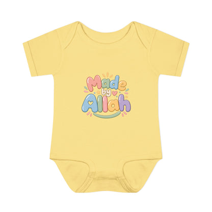 Made by Allah Baby Bodysuit — Pastel Islamic Newborn Onesie