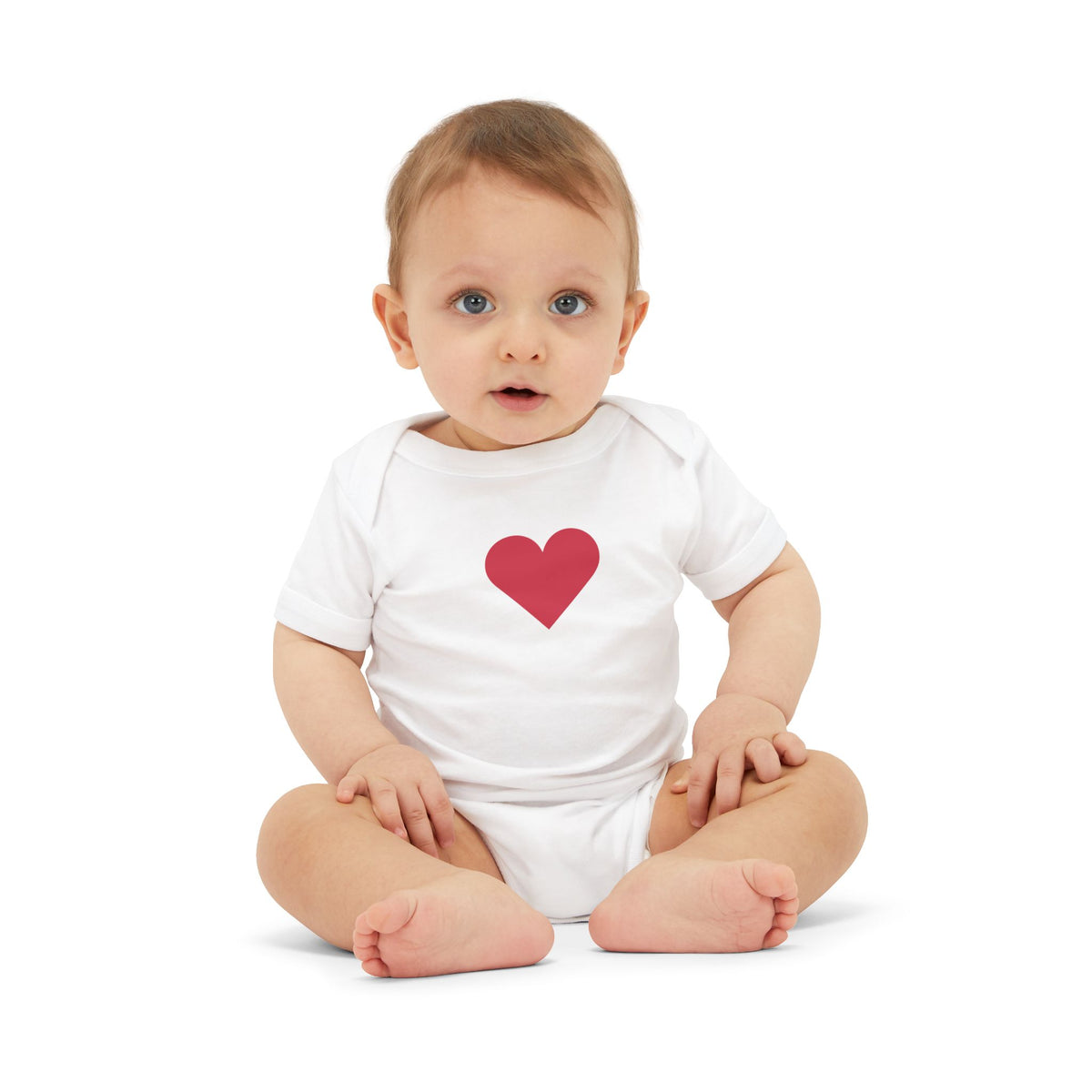 Infant One-Piece Bodysuit with Red Heart — Cute Baby Valentine or Everyday Gift