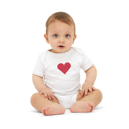 Infant One-Piece Bodysuit with Red Heart — Cute Baby Valentine or Everyday Gift