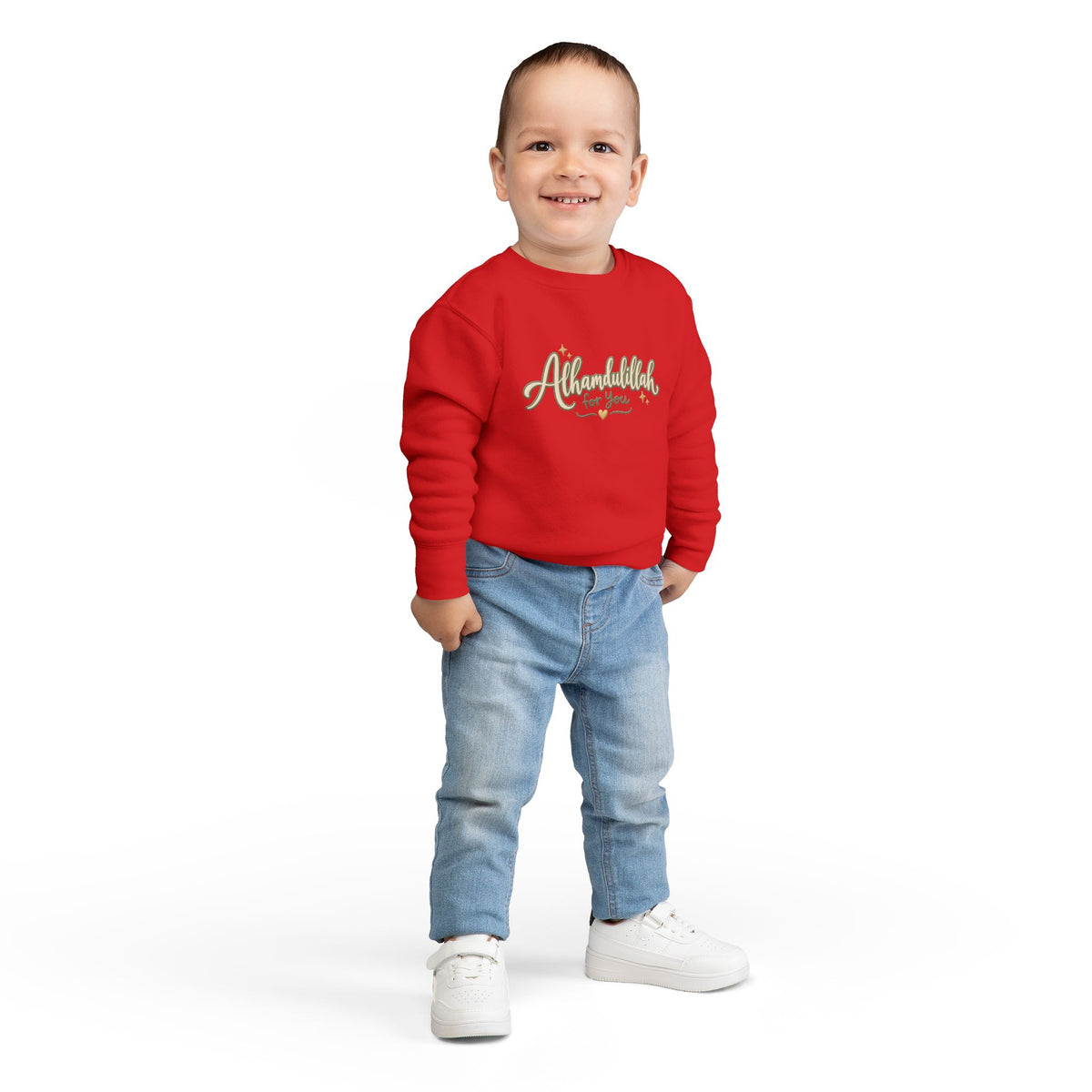 Toddler Sweatshirt — “Alhamdulillah for You” Cute Islamic Prayer Crewneck