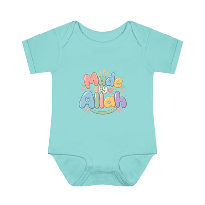 Made by Allah Baby Bodysuit — Pastel Islamic Newborn Onesie