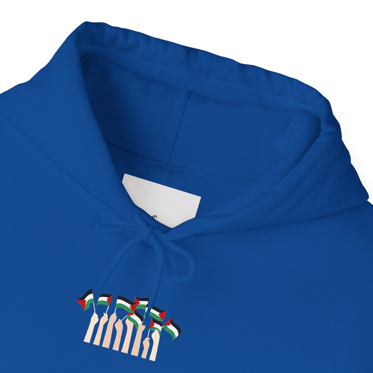 Minimal 'Calm' Palestine Flag Hoodie — Small Center Graphic