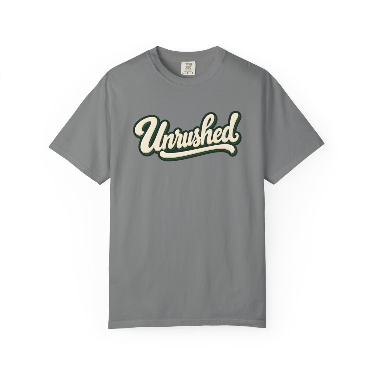 Unrushed Script T-Shirt — Vintage Retro Graphic Tee