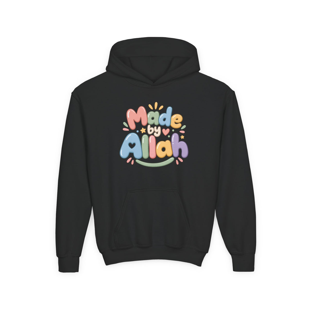 Youth Hoodie — "Made by Allah" Pastel Kids Islamic Pullover