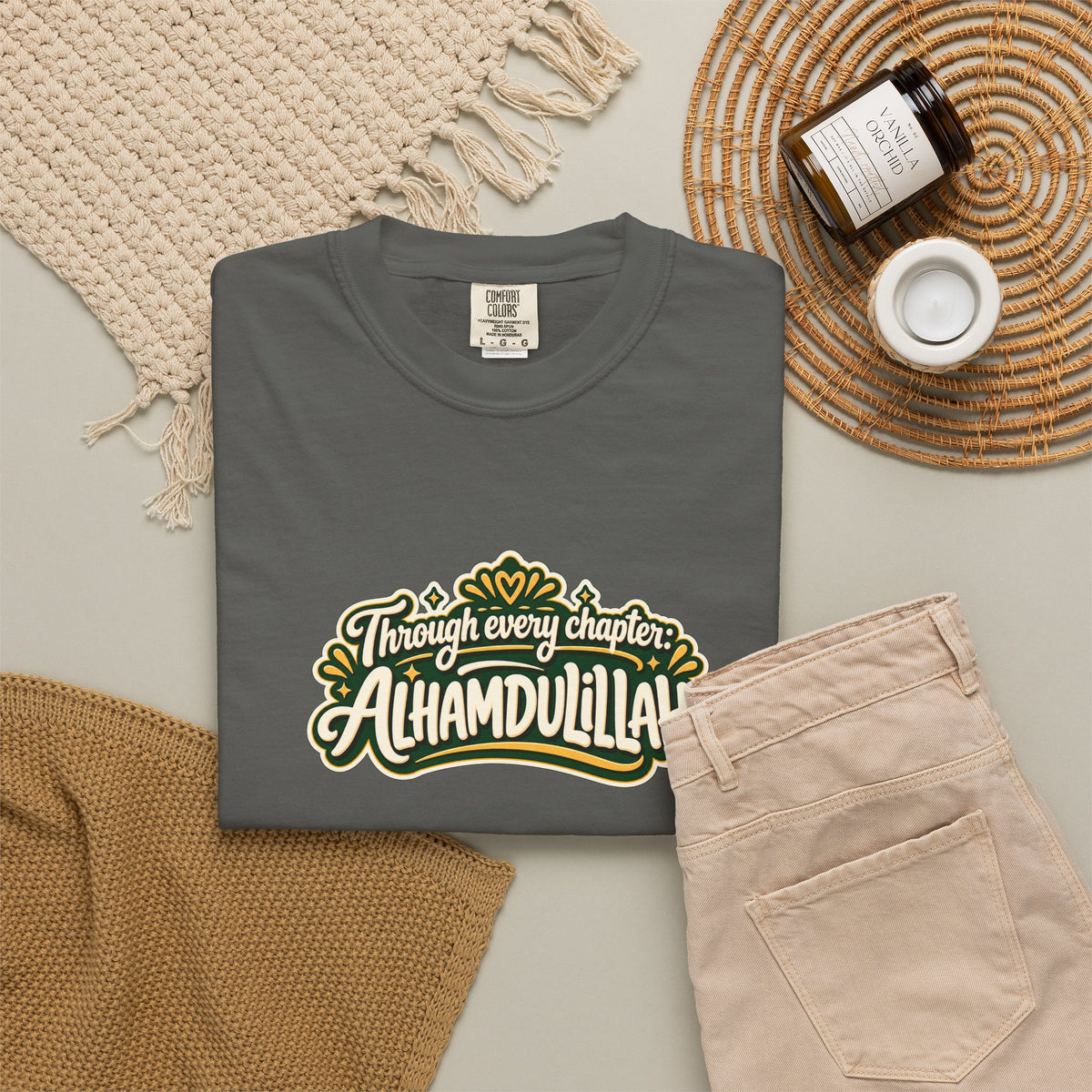 Alhamdulillah Graphic T-Shirt — 'Through Every Chapter' Tee