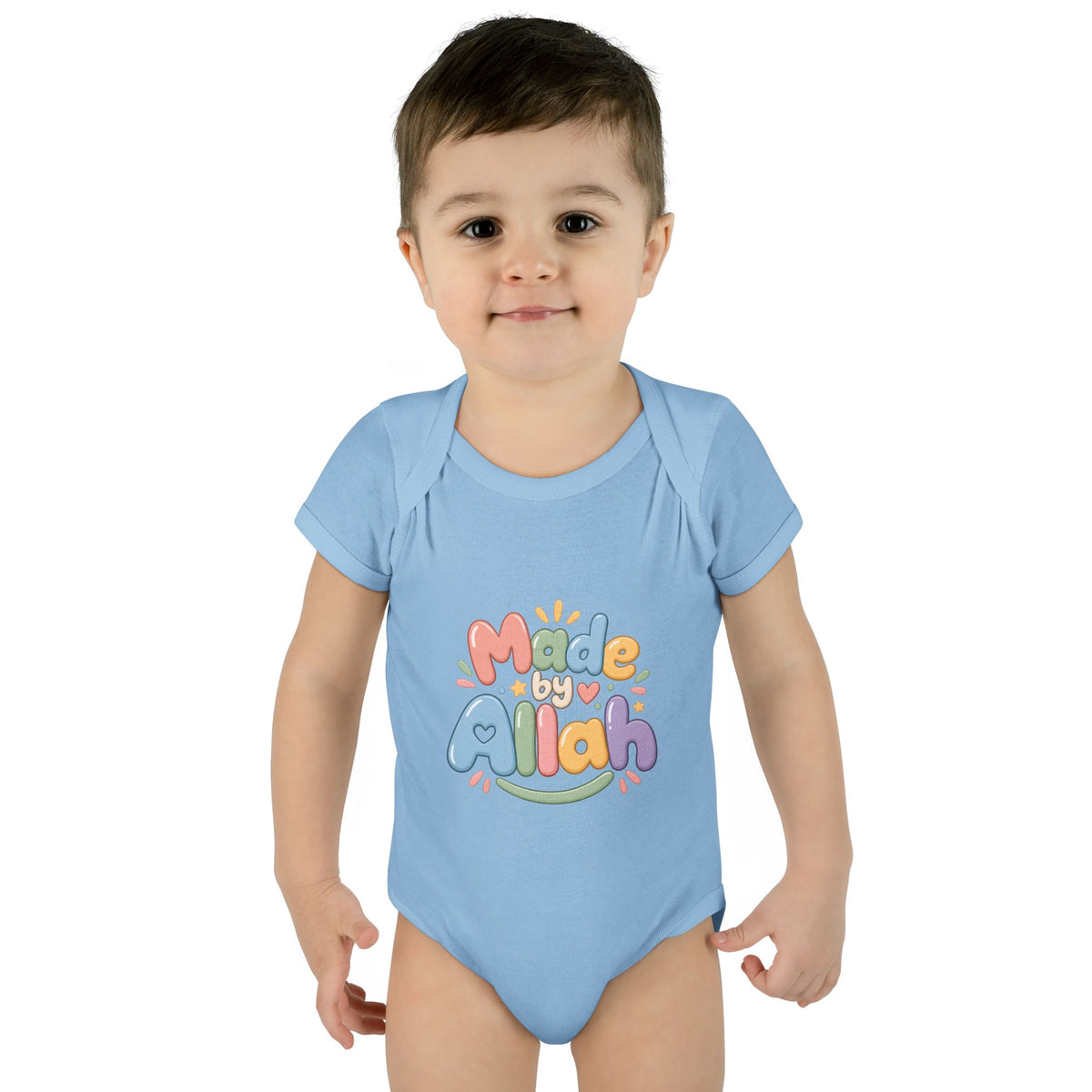 Made by Allah Baby Bodysuit — Pastel Islamic Newborn Onesie