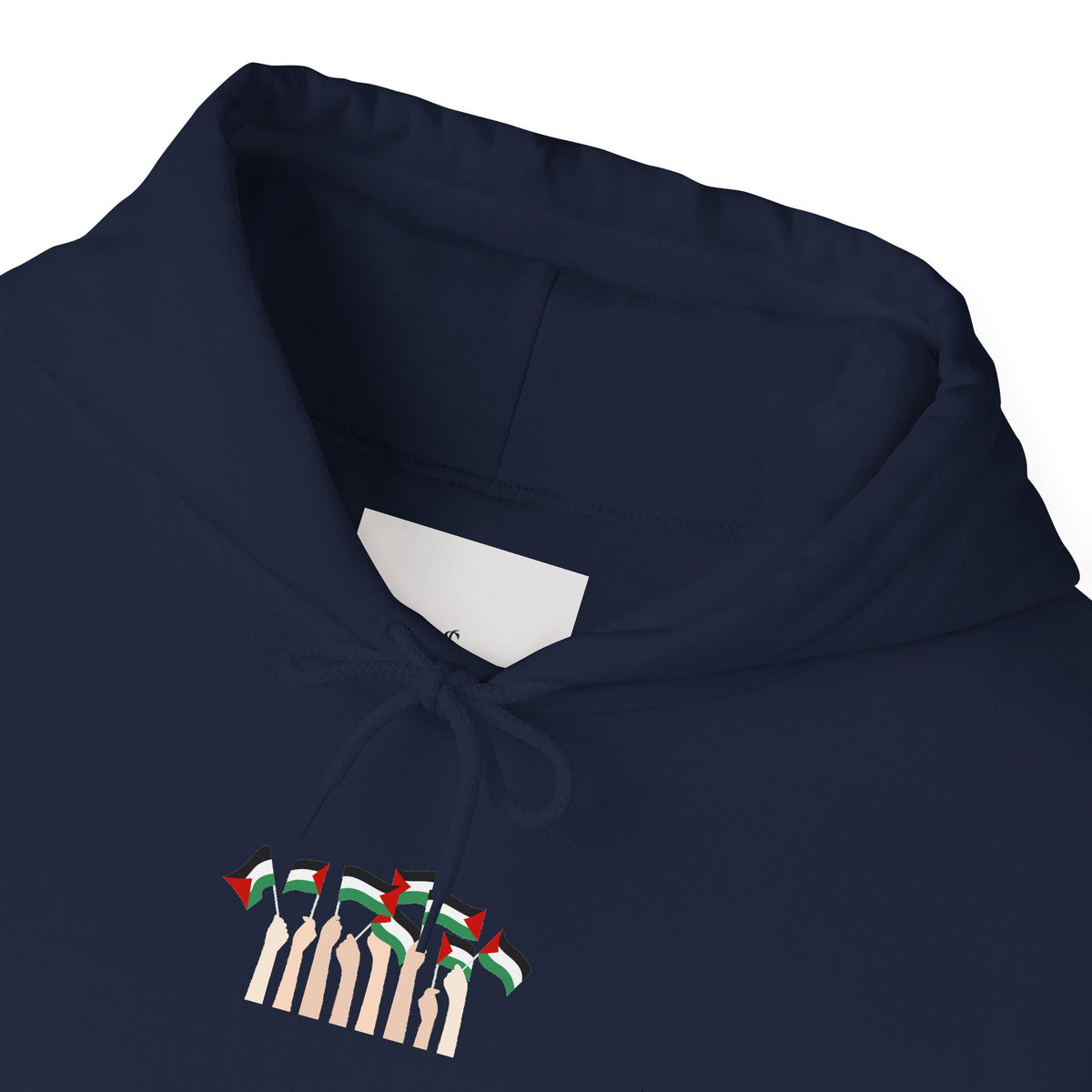 Minimal 'Calm' Palestine Flag Hoodie — Small Center Graphic